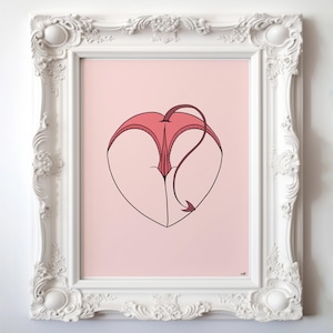 Heart Butt Devil Tail - Short Shorts - Art Print