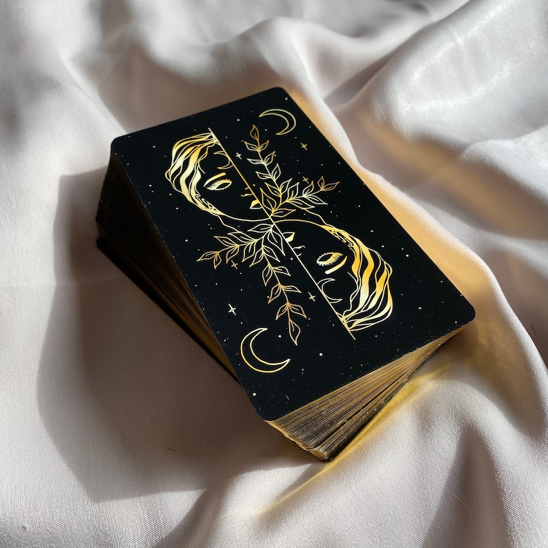 New Moon Tarot Deck •Drawstring bag edition • Indie tarot  • 78 gold foil cards • Rider Waite Beginner • self care tarot 