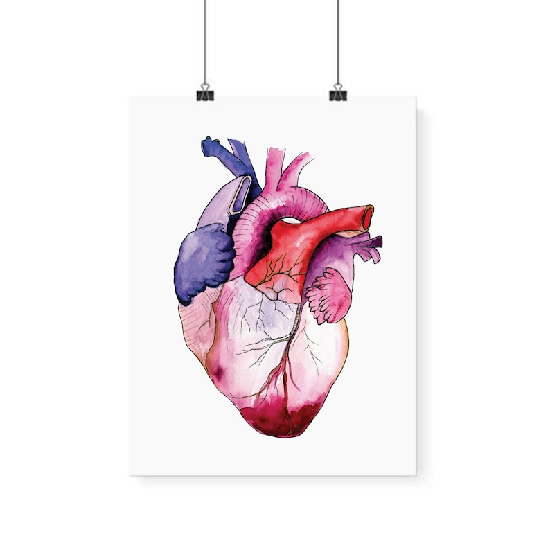 Human Heart watercolor Art Print Etsy