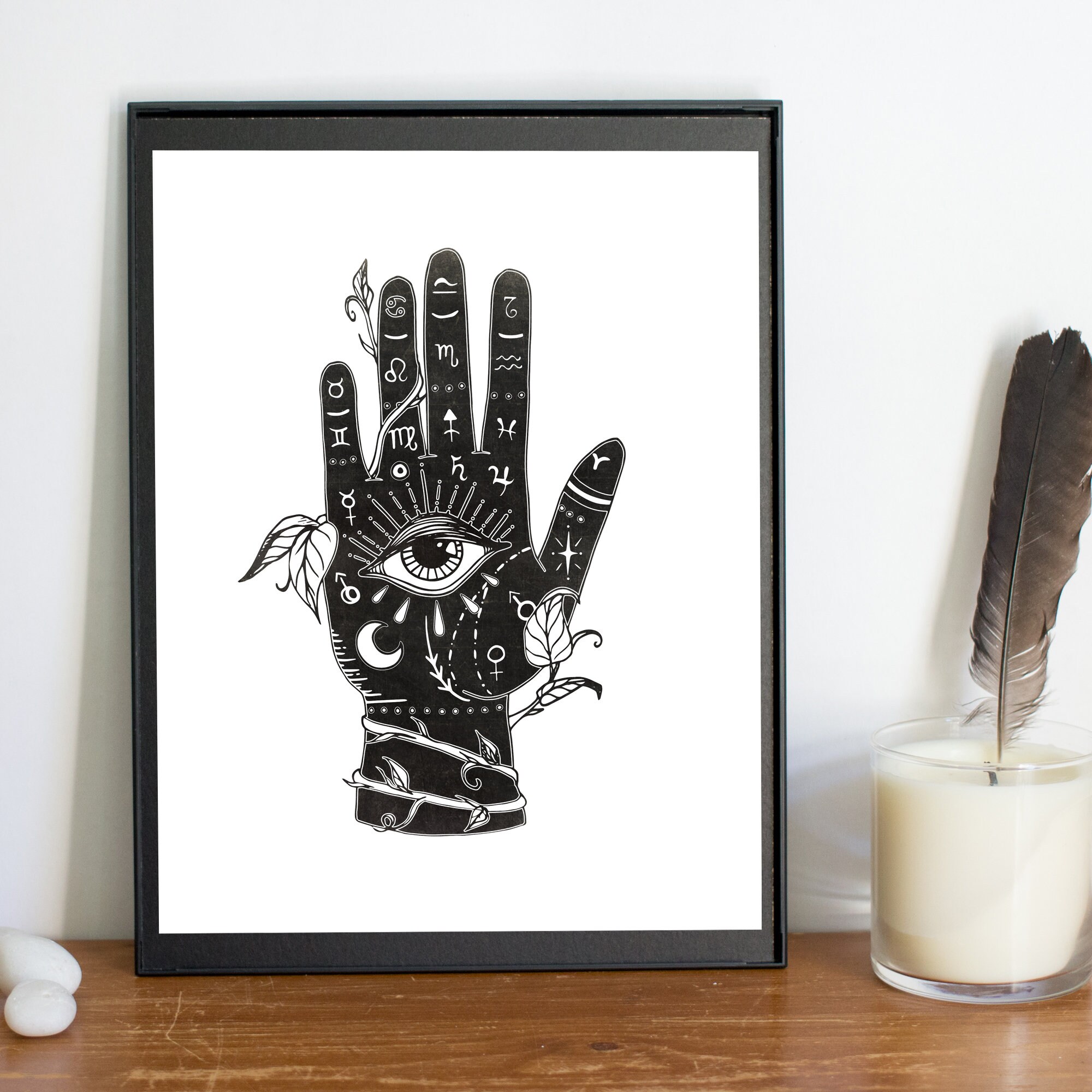 Palmistry Dark Hand Art Print - Etsy Canada