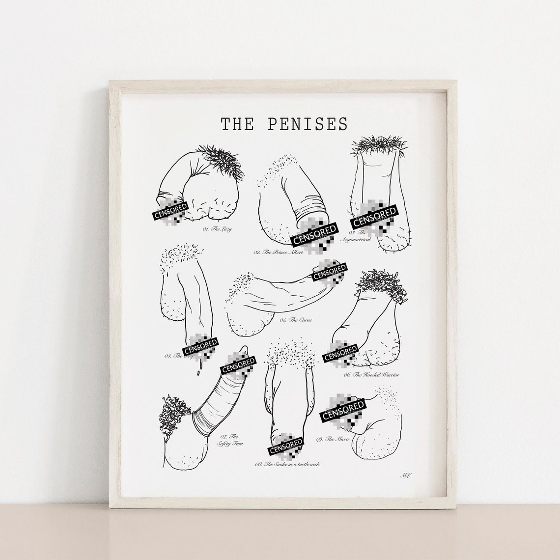 The Penises Funny Penis Types Poster Art Print Etsy Polska 