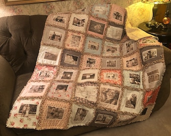 Photo Lap Rag Quilt, Graduation Gift, Family Memories Quilt, Picture Lap Quilt