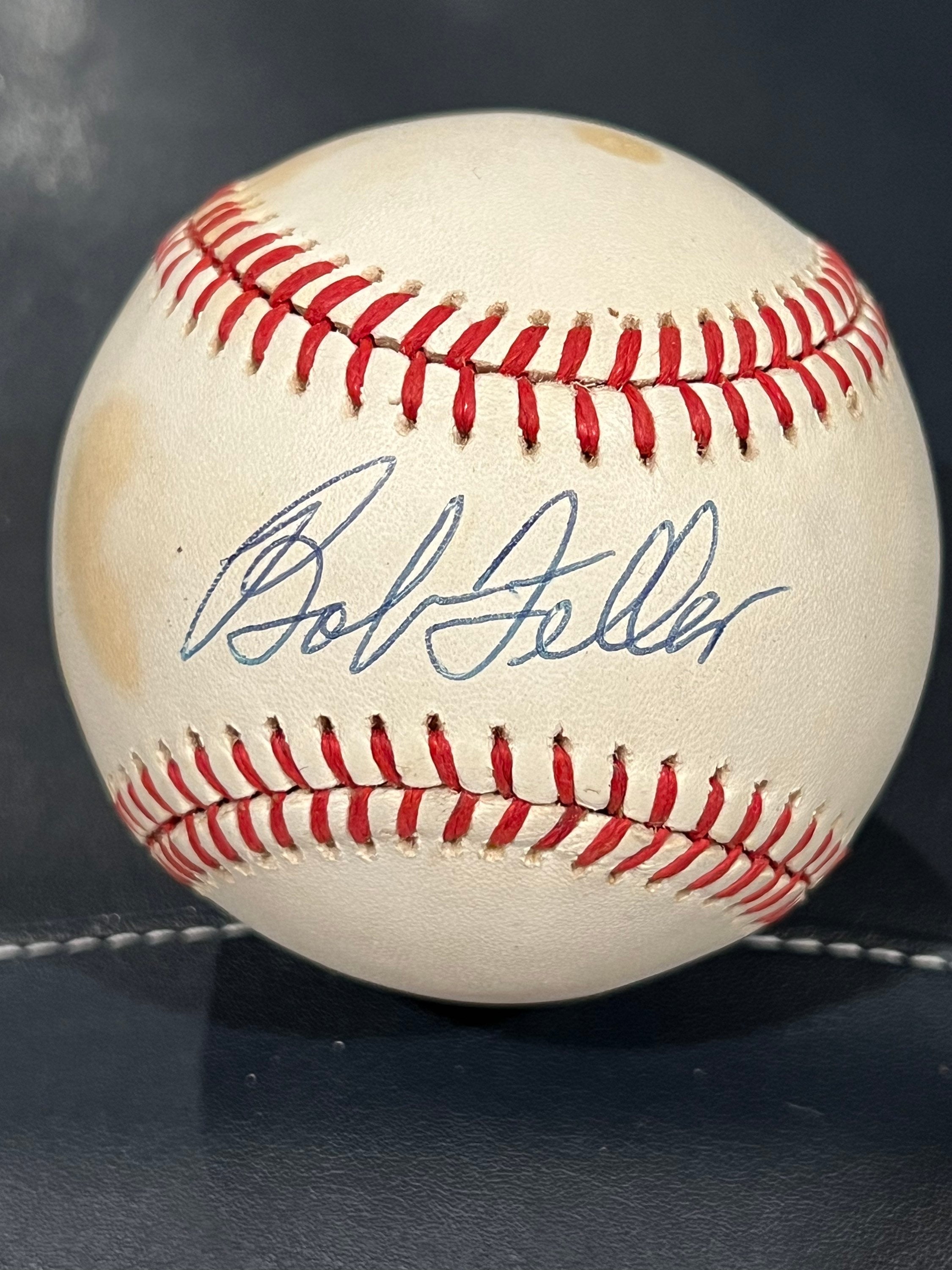 Vintage Hall of Famer Bob Feller signed baseball