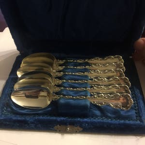 Antique 1891 Whiting Co Louis XV Sterling Silver Spoon Set with original case 1900-1910 ca