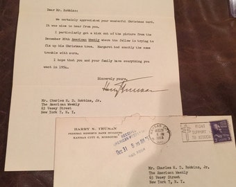 President Harry S. Truman signed letter 1953