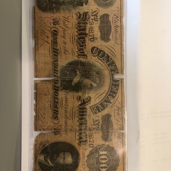 Confederate 100 bill, 1864