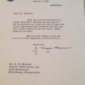 J.Edgar Hoover hanno firmato la lettera su carta intestata del FBI con busta 1958