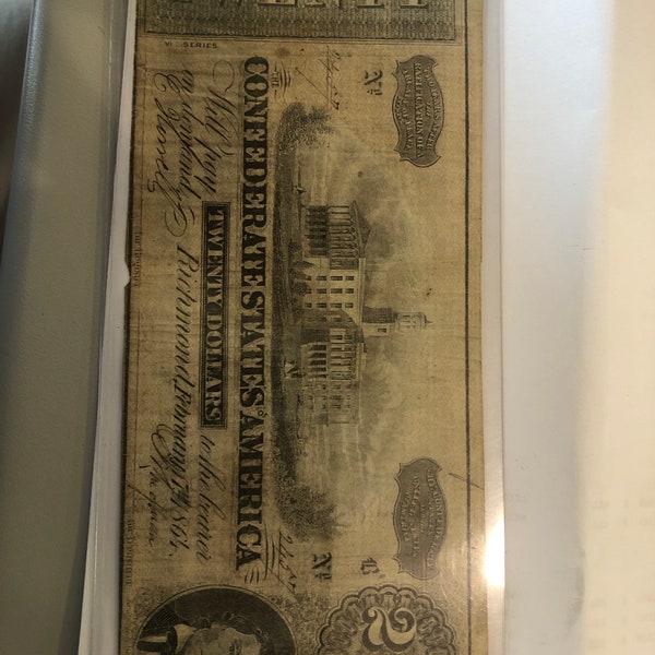 Confederate 20 bill, civil war