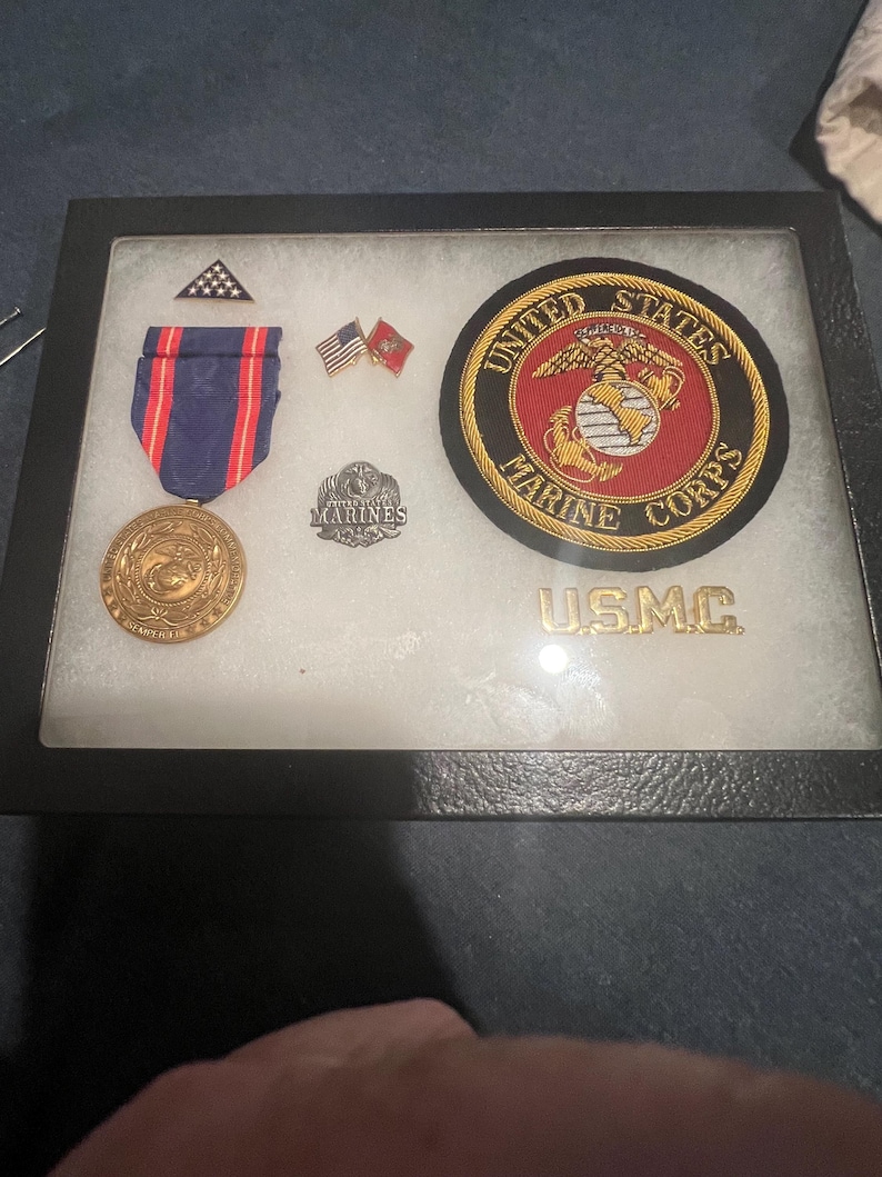 United States Marine Corps Display Case With Medal Pins and Patch Etsy