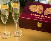 Wedding Toasting Glasses, Keepsake box, Toasting glasses, Champagne, Sugar skull, Day of the dead, Dia de los muertos, Skull wedding