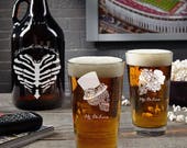 Wedding gift, Wedding growler, Monogram, Monogram growler, Sugar skull, Day of the dead, Dia de los muertos, Skull wedding, beer ceremony