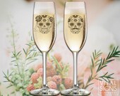 Champagne flutes, Personalized Wedding, Toast, wedding toasting glasses, Sugar skull, Day of the dead, Dia de los muertos, Skull wedding