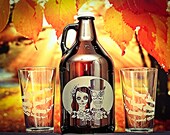 Wedding gift, Sugar skull, Growler, Beer Growler, Day of the dead, Dia de los muertos, Skeleton, Sugar skull wedding, Toasting glasses,