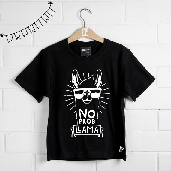 Kids Boys Girls No Prob Llama T-Shirt Mens Funny problem