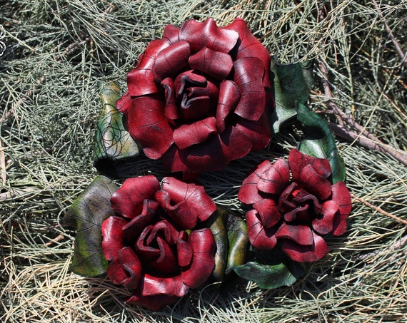 Leather Rose, Accessory- clip or pin to your hair, hat or bag! Many single colors and sizes available!
