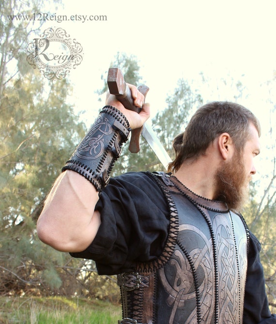 Buy Leather Viking Bracers floki Hand Stitched Leather Bracers in Our New  Battle Worn Design Online in India 