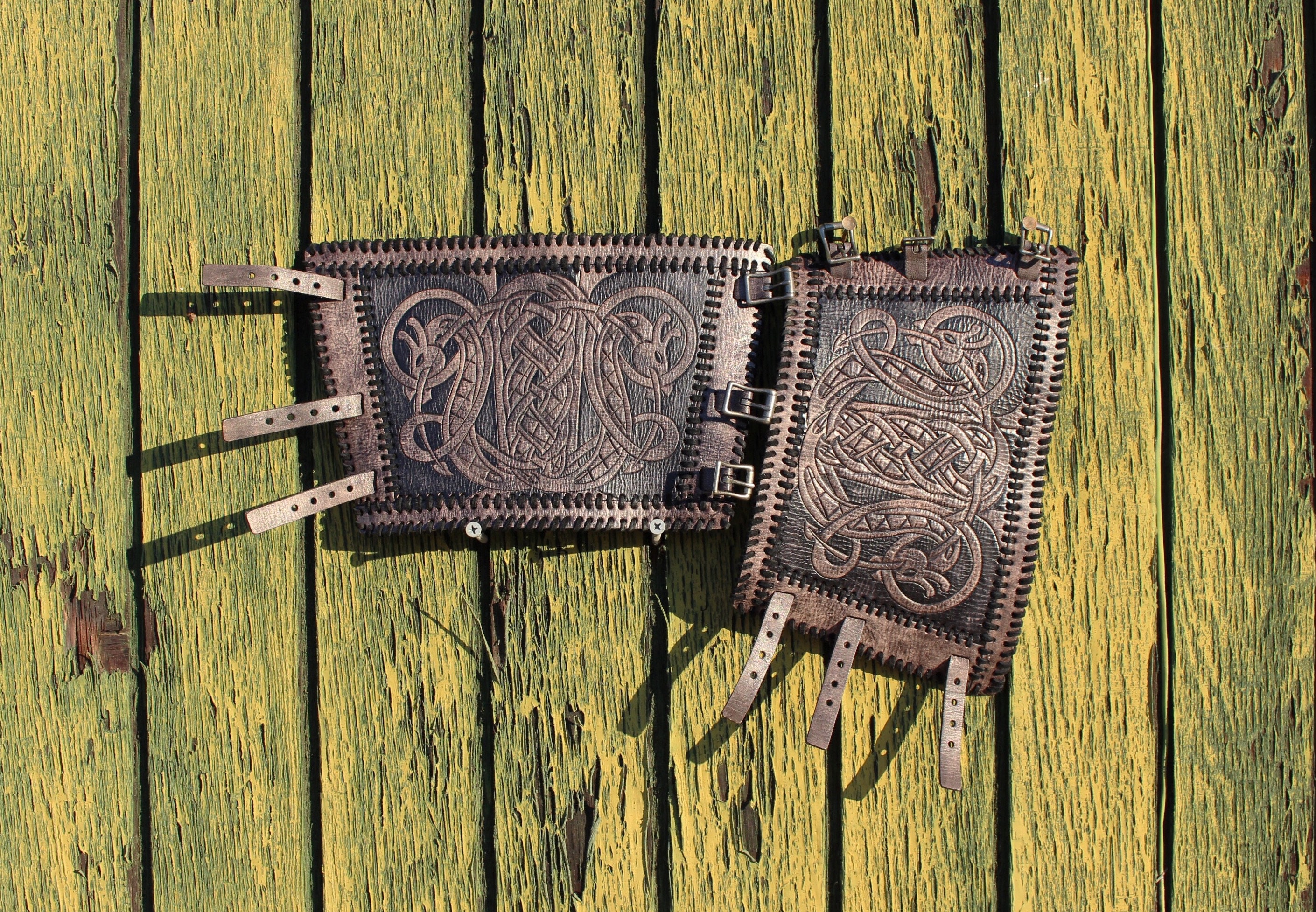 Buy Leather Viking Bracers floki Hand Stitched Leather Bracers in Our New  Battle Worn Design Online in India 