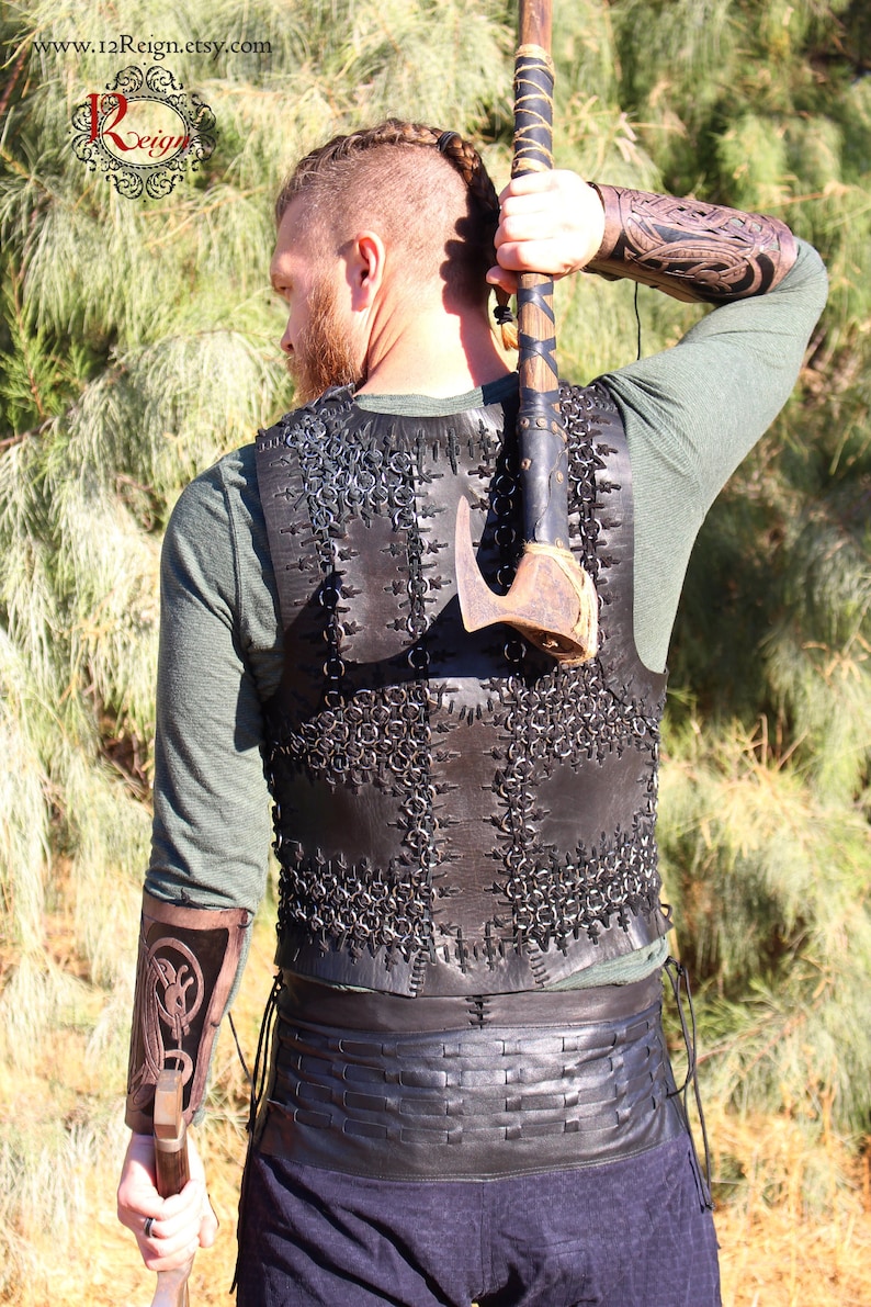 Leather chainmail Viking armor Ragnar handwoven Etsy