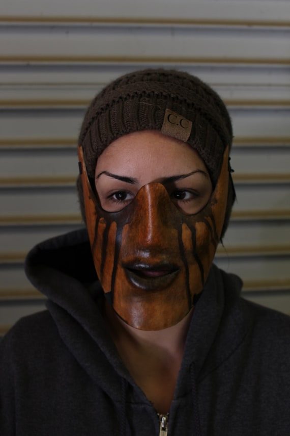 Leather bite mask, "Broken Heart" costume masquerade mask
