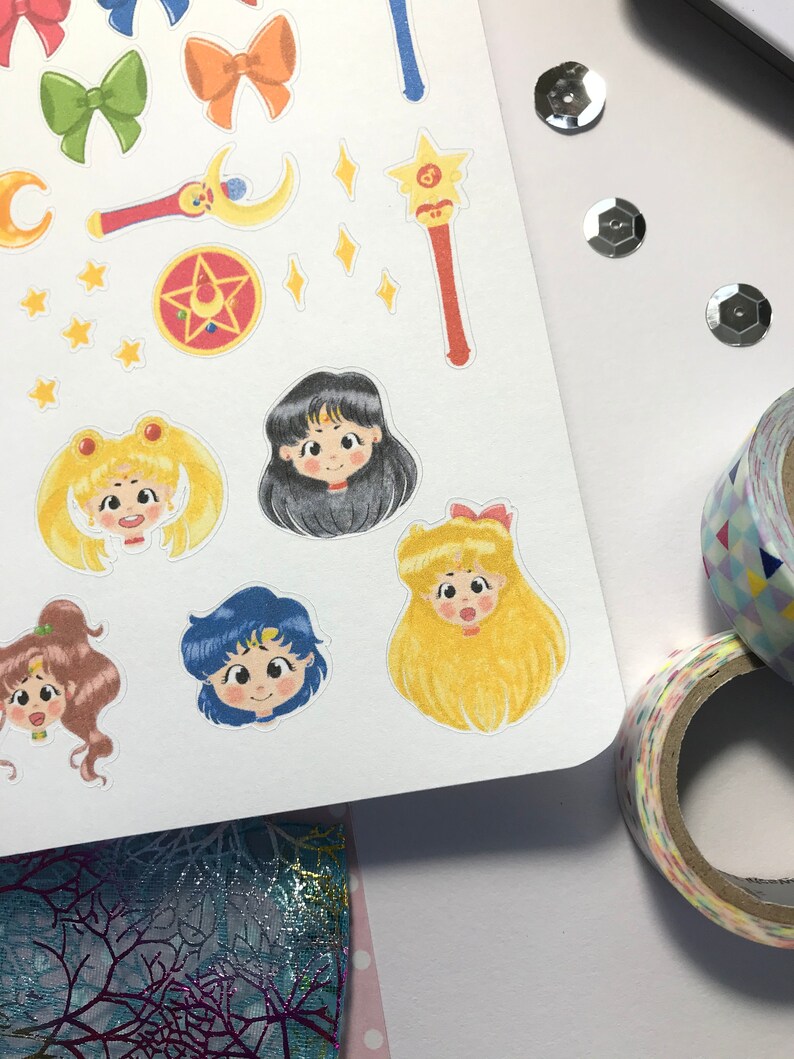 sailor moon journal sticker sheet minimalist aesthetic