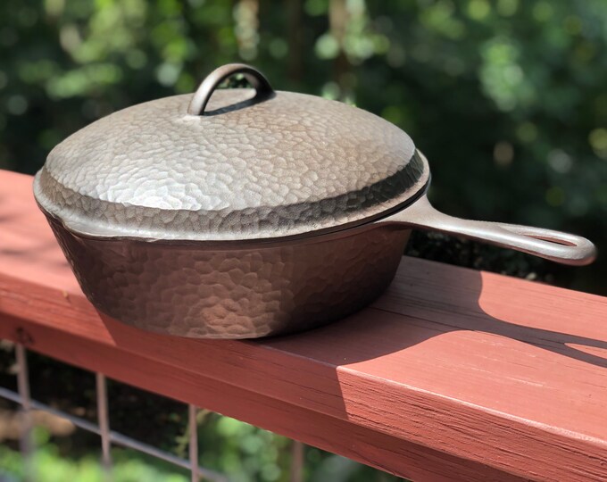 Unmarked Wagner Ware Hammered Cast Iron Chicken Fryer With Lid Etsy