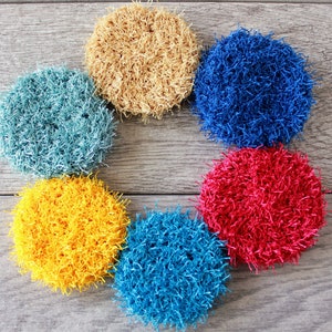 Double Layered Dish Scrubbers - Best Dish Scrubby!  - Round Kitchen Scrubby - Handmade Double Thickness Pot Scrubbers - Many Colors!