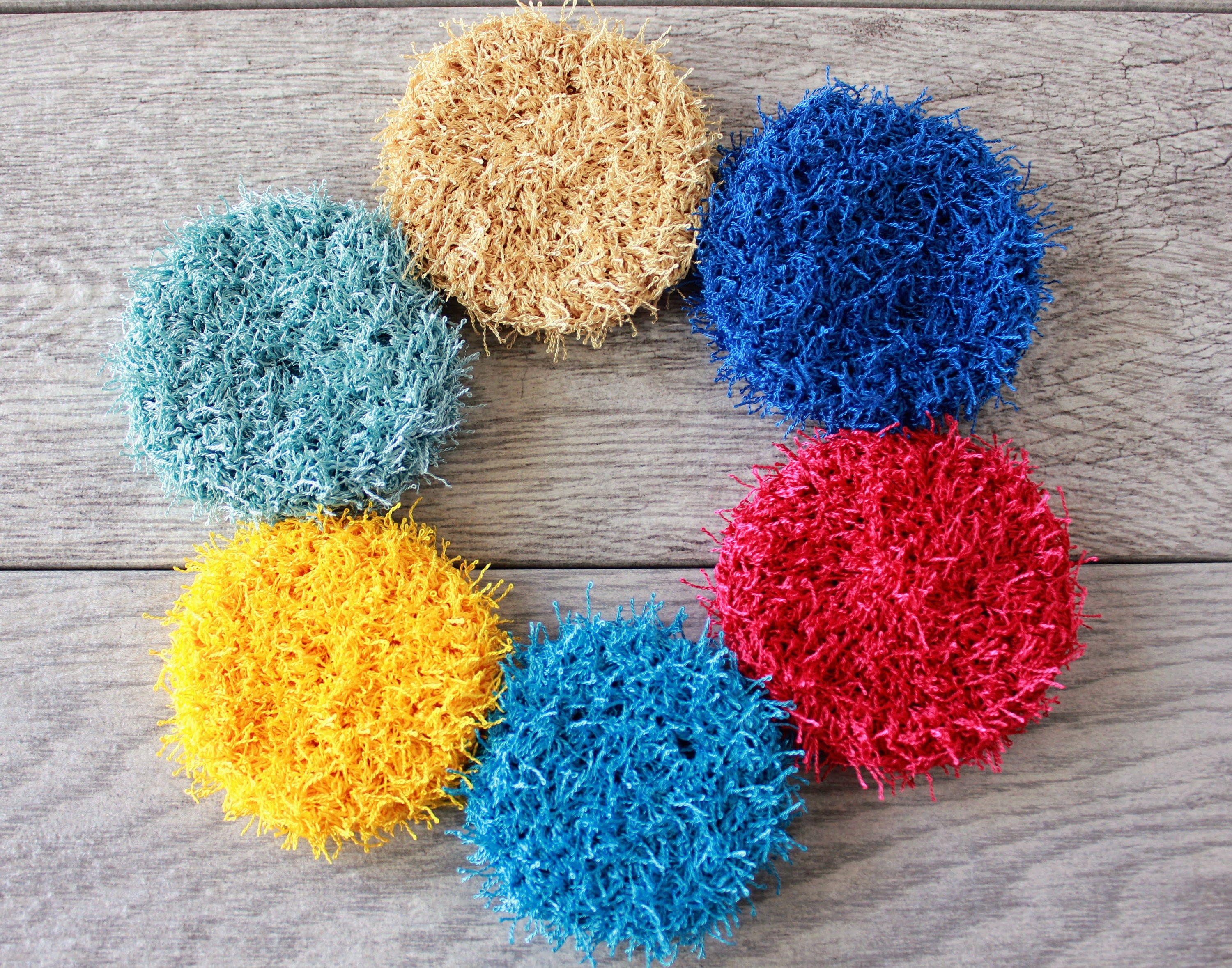 Double Layered Dish Scrubbers Round Kitchen Scrubby Handmade Double