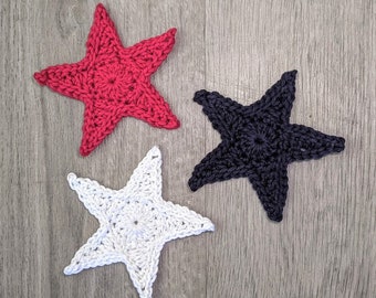 Rustic Farmhouse Star Pattern - Farmhouse Decorations - Crochet Bunting - Star Garland - July 4th Decorations - Patriotic Star Decorations