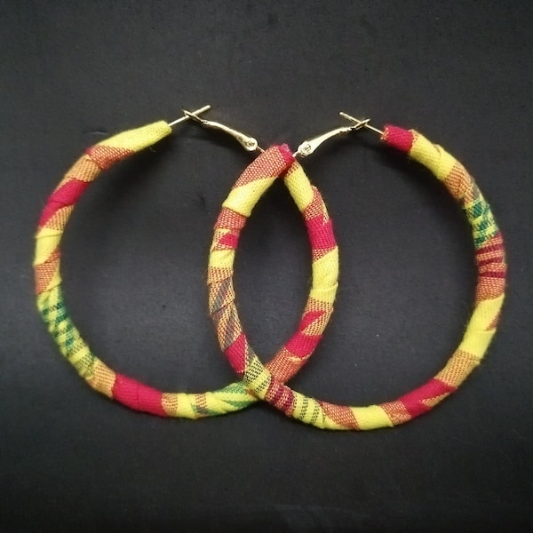 Boucles d'oreilles créoles madras