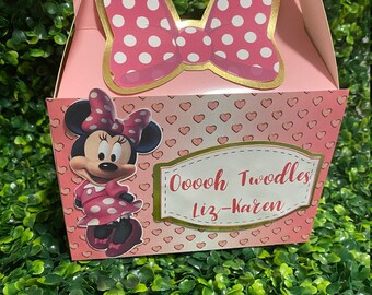 Glitter Mickey with bow Tie Baby Shower Treat Bags Candy Favor PERSONALIZED SET of 12-Fully Assembled with Tissue~Mini Size Free Ship!