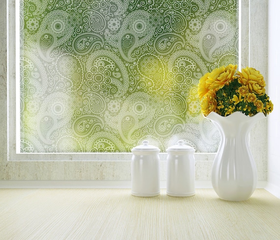 SICHTSCHUTZ FENSTERFOLIE | Fensterdecal | BoHo Chic Fenster | Wasserdichte Mattfolie | Crazy Paisley Design in 4 Farben