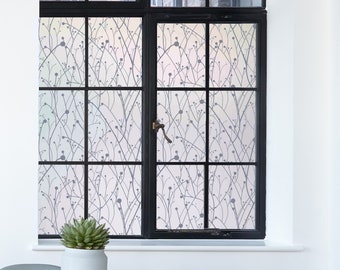 ECO Friendly Privacy WINDOW Film | PVC-Free Window Cling | Adhesive-Free Custom Decal | Bathroom Privacy | Willow Design, 4 Colors