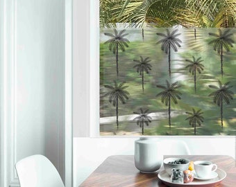 Sheer PRIVACY WINDOW Film | DIY Window Film | Custom Decal | Waterproof Window Treatments | Palms Design, 4 Colors