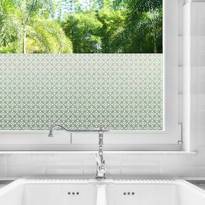 PRIVACY Window FILM | Custom Size Window Decal | Waterproof Bathroom Privacy | Adhesive Decorative Frosted Film | Fleur Design in 4 Colors