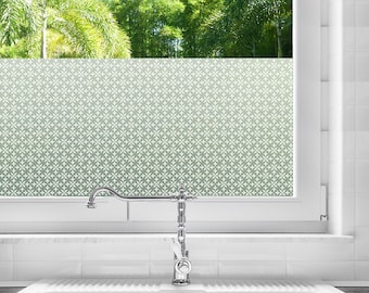 PRIVACY Window FILM | Custom Size Window Decal | Waterproof Bathroom Privacy | Adhesive Decorative Frosted Film | Fleur Design in 4 Colors