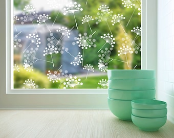Sheer PRIVACY WINDOW Film | DIY Window Film | Custom Decal | Waterproof Window Cling | Dandelion Design, 4 Colors