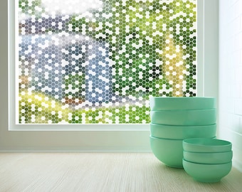 Sheer PRIVACY WINDOW Film | Custom Window Decal | Waterproof Window Treatments | Honeycomb Design, 4 Colors