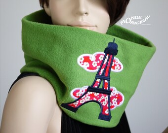 Snood vert Tour Eiffel tissu liberty