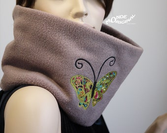 Snood toupe papillon brodé