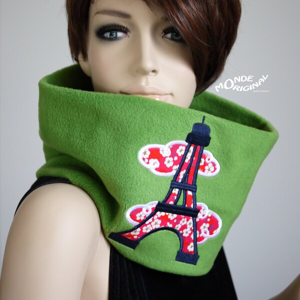 Snood vert Tour Eiffel tissu liberty