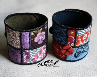 Embroidered cuff bracelet of your choice, fabric bracelet, fabric jewelry, textile jewelry