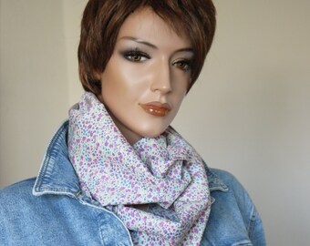 Snood écharpe tube en tissu liberty Phoebe violet