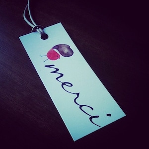 Merci tags - Kraft Paper Thank You Tags, Rectangle Hole-Punched Tags for Wedding Favors, Handmade Packaging