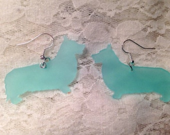 Corgi Acrylic Sea Glass Colored Earrings