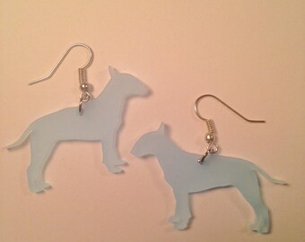 Bull Terrier Acrylic Sea Glass Colored Earrings
