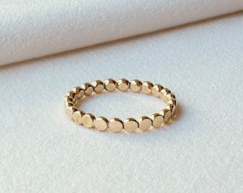 Thick Beaded Gold Stacking Ring | Thick Gold Bead Ring | 14k Gold Filled Bead Ring Set Stackable Rings Minimalist Gold Ring Thin Gold Ring