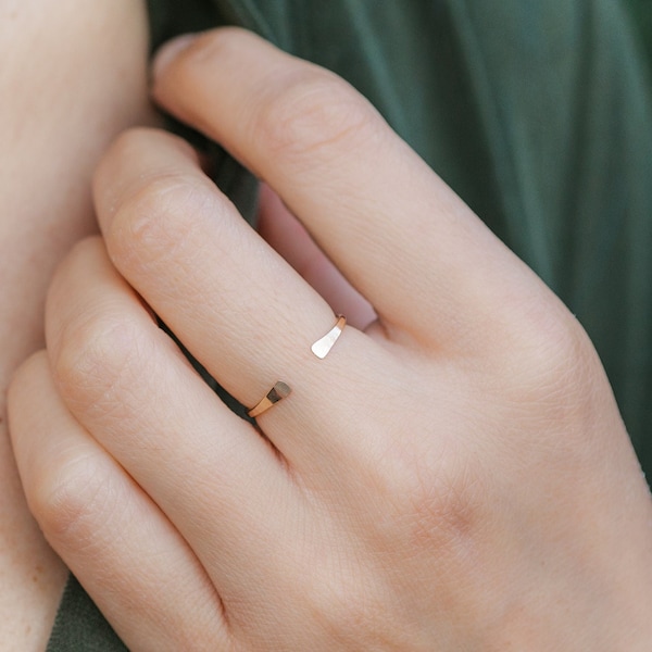 Gold Cuff Ring | 14k Gold Filled Open Ring Hammered Open Cuff Ring Dainty Ring Set Minimalist Ring Thin Gold Ring Bridesmaids Gift for Her