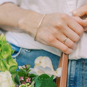 Beaded Gold Bangle Bracelet | Dainty Gold Bracelet Gold Bangles 14k Gold Filled Bangle Set Minimalist Bracelet Bridesmaid Bracelet Minimal