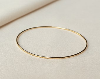 Hammered Gold Bangle | 14k Gold Filled Bracelet Thin Gold Bangles Bangle Bracelet Hammered Bangle Simple Gold Bangle Bridesmaid Gift for Her