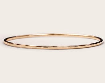 Thick Gold Bangle | 14k Gold Filled Bracelet Thick Gold Bangles Bangle Bracelet Hammered Bangle Simple Gold Bangle Bridesmaid Gift for Her